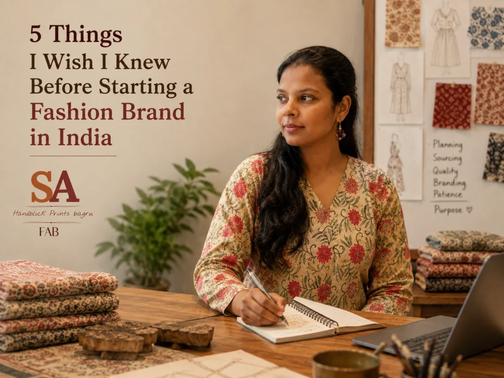 Saloni Agrawal founder of SA Fab working with Bagru artisans - lessons on starting a fashion brand in India